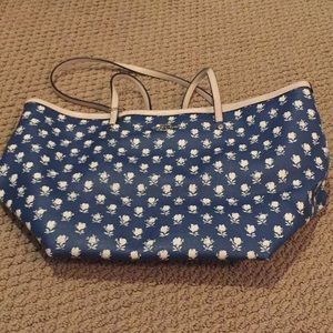 Blue and white leather coach purse